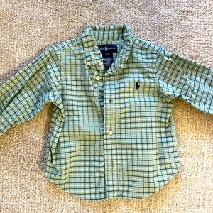 Ralph Lauren kids 18mo light green plaid shirt